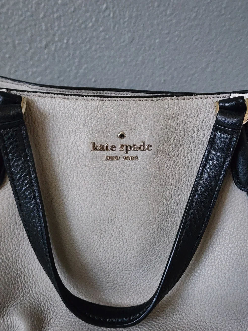 Kate Spade Jackson Medium Triple Compartment Satchel Soft Taupe Pure White Black